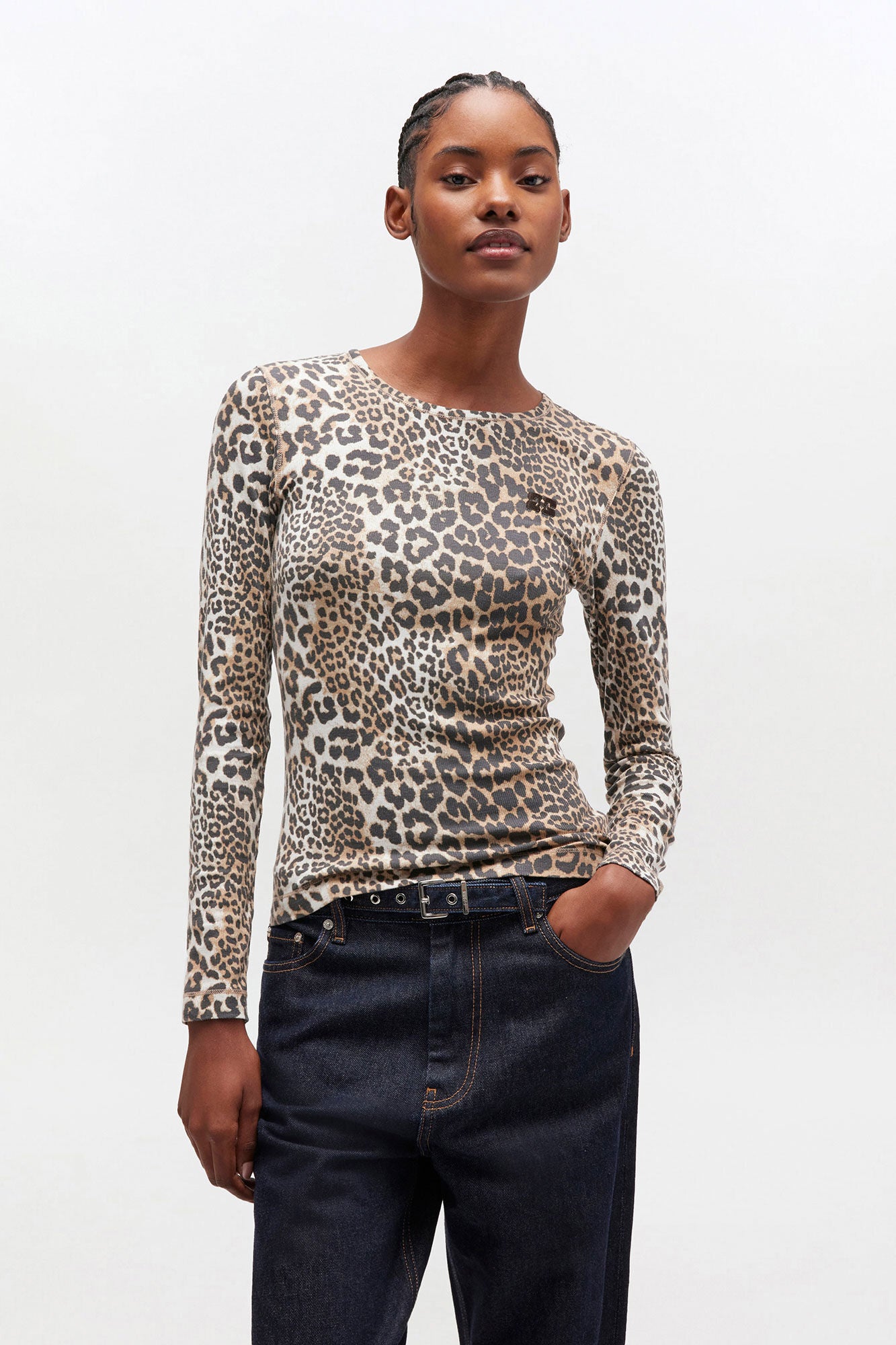 Image of Longsleeve rib jersey leopard